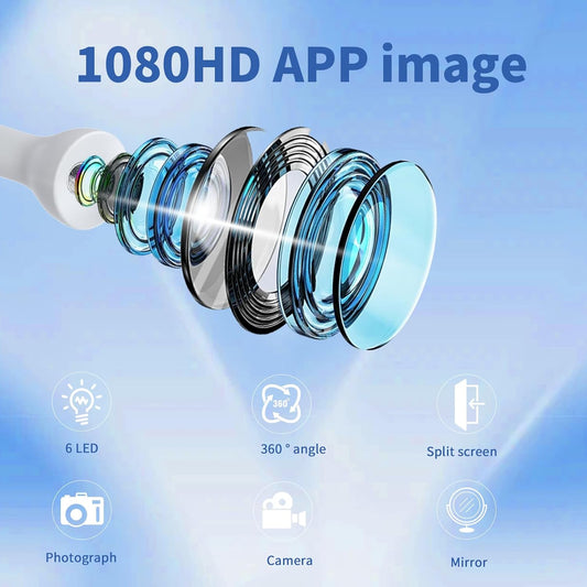 Water Flosser with Camera for Teeth, VITCOCO Visual Water Dental Flosser with 12-Gear, Rechargeable Water Flosser with 3-Nozzle and IPX7 Waterproof for Android and iOS(White)