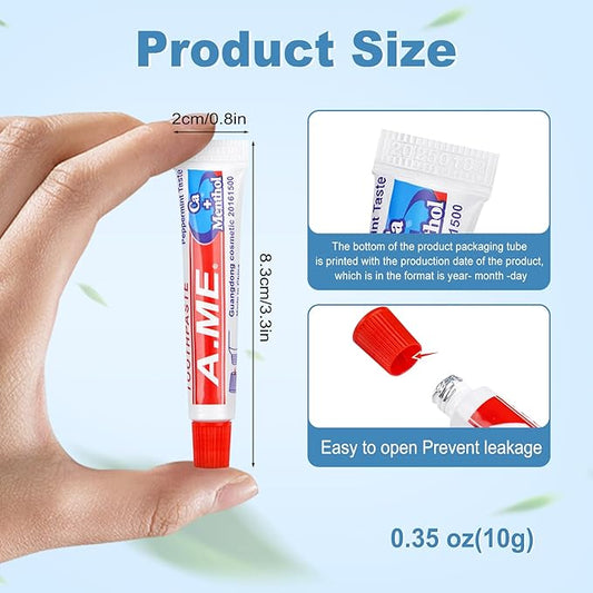 Toothpaste Bulk Travel Size, Disposable Small Travel Portable Mini Compact Pocket Size Toothpaste for Bad Breath, Vacation/Hotel/Camping Shelter/Homeless/Nursing Home/Charity 0.35 oz/ 10g (60 Tubes)