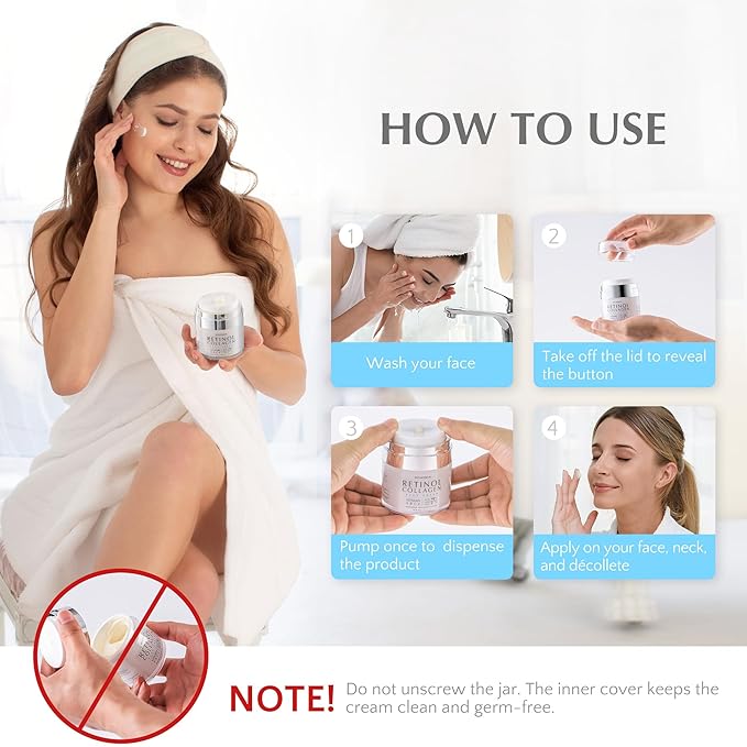 EnaSkin Retinol Collagen Face Cream: Wrinkle Cream for Women, Neck & Décolleté Anti Aging Moisturizer with 7% Hyaluronic Acid Serum - Day/Night Skin Firming & Tightening, 1.7 Oz