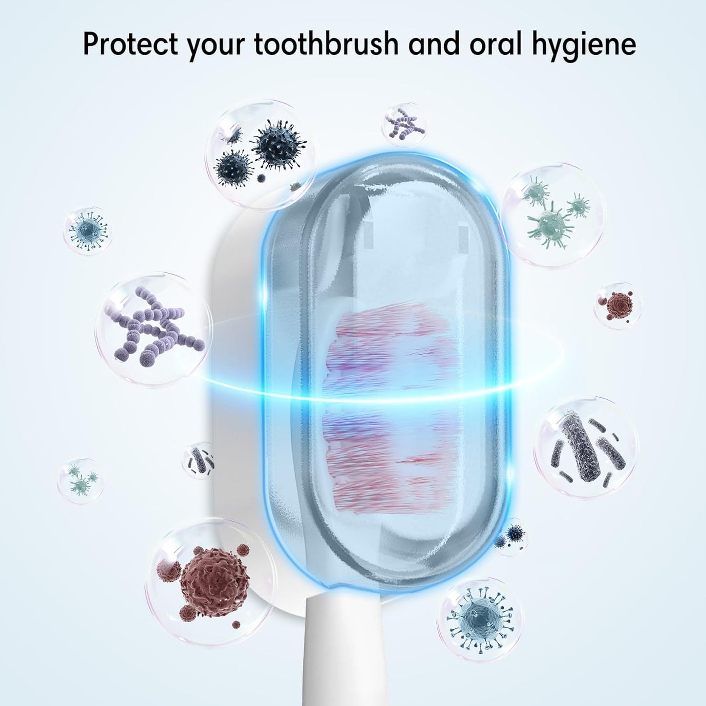 BALUCA 3 PCS Travel Toothbrush Head Covers Caps, Tooth Brush Protector Case Wall Mounted Hanging Rack Organizer for Travel, Camping, Bathroom, School, Business (White)