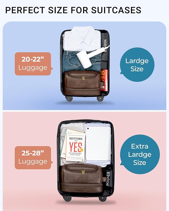 Elviros Toiletry Bag for Mens PU Leather Travel Organizer Kit with Hanging hook, Large Water-resistant Toiletries Bathroom Shaving Bags (Extra Large, Coffee)