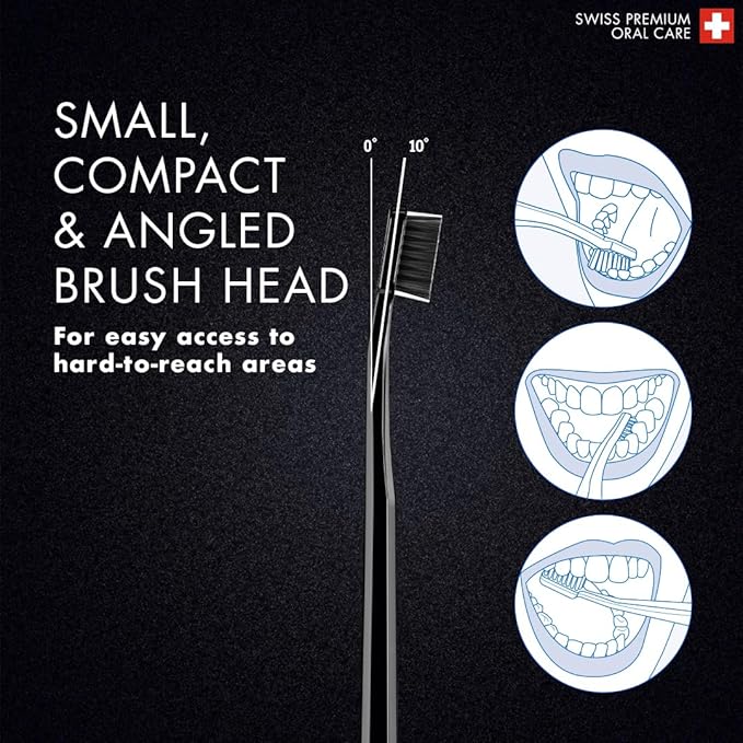 Curaprox Toothbrush Duo – for Adults | Stylish Black toothbrushes with Ultra-Soft filaments | Whitening-Friendly | Black | 2-Pack