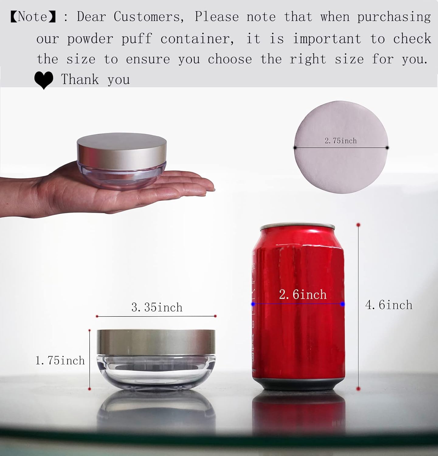 Powder Puff Reusable Empty Makeup Container with Elasticated Net Sifter for Setting Powder, Face Powder, Travel and Daily Use