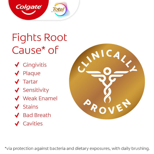 Colgate Total Clean Mint Toothpaste, 10 Benefits, No Trade-Offs, Freshens Breath, Whitens Teeth and Provides Sensitivity Relief, Clean Mint Flavor, 4 Pack, 5.1 Oz Tubes