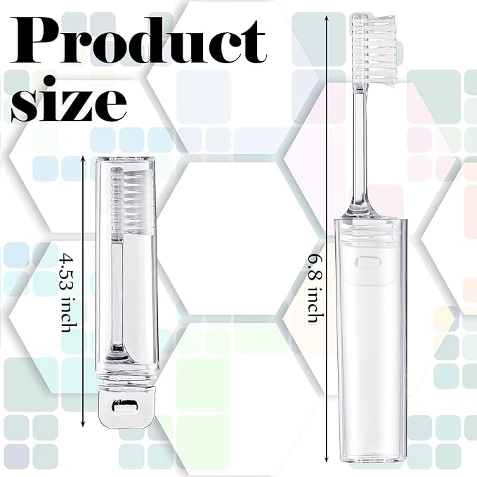 Patelai 4 Pieces Travel Toothbrush Set, Soft Bristle Mini Foldable Tooth Brush with Case, Individually Wrapped Small Portable Travel Size Toiletries Stuff for Camping (Clear)