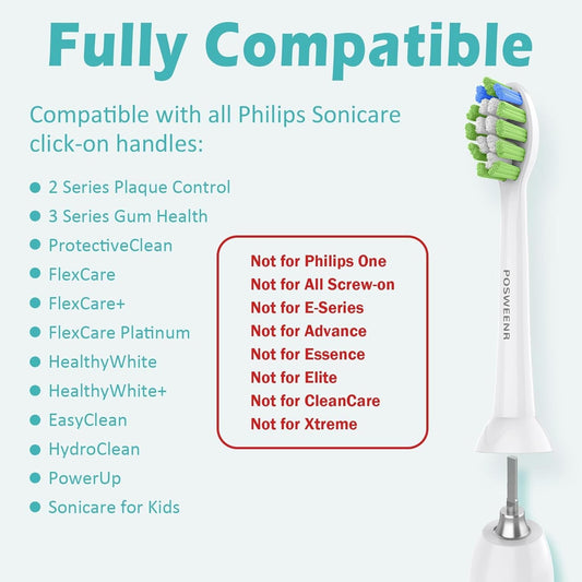 Replacement Toothbrush Heads for Philips Sonicare Replacement Heads Compatible Electric Toothbrush Heads, 10 Pack, Black