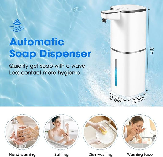 2 Pack Automatic Foaming Soap Dispenser,Touchless Soap Dispenser,13.5oz/400ml Rechargeable Wall Mounted Smart Dispenser for Bathroom Kitchen,Easy for Toddlers(White)