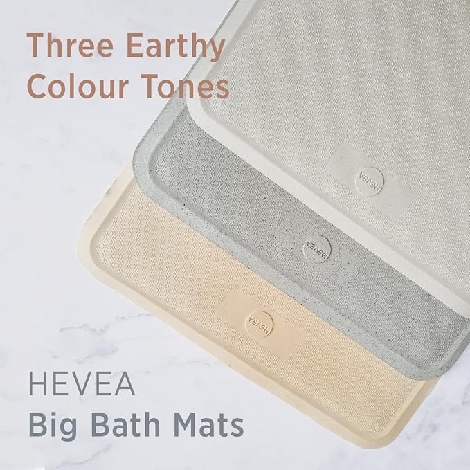 HEVEA Natural Rubber Wave Bath Mat – Square 21x21 in | Non-Slip Shower & Bathtub Mat with 364 Suction Cups, Plastic-Free & Biodegradable (Sand)