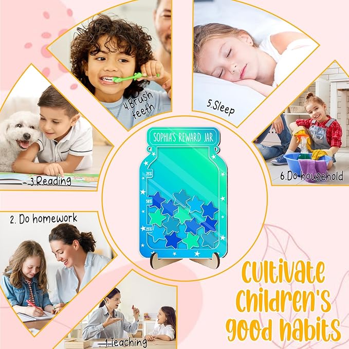 Custom Reward Jars for Kids - Magnetic Reward Jar for Classroom Behavior – Incentive Jar with Stars for Teachers & Kids – Class Rewards Chart, Potty Training, Behavior Management Tool, TT08