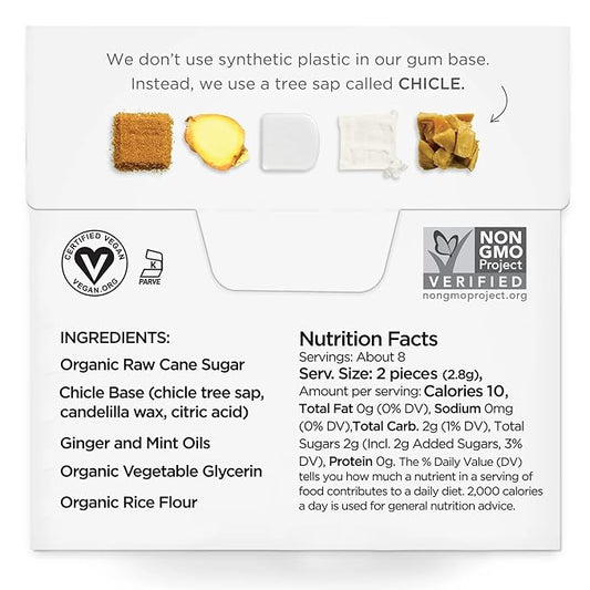 SIMPLY Gum Ginger, Plastic-Free Natural Chewing Gum, Made with real Ginger, 12 Pack (180 Pieces) | Vegan, Kosher, Non GMO, Aspartame Free and Sorbitol Free