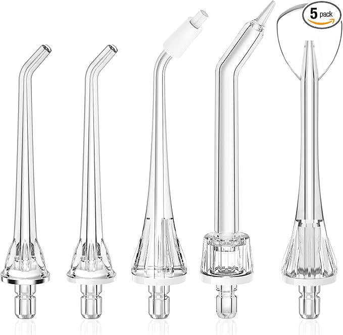 COSLUS Original Water Flosser Replacement Tips: Replacement Heads Compatible with COSLUS, Aquasonic, Nicwell, Oralfree, WELLFINE, Hangsun, Tovendor Water Dental Pick, Flosser Accessory, 5 Mix Jet Tips