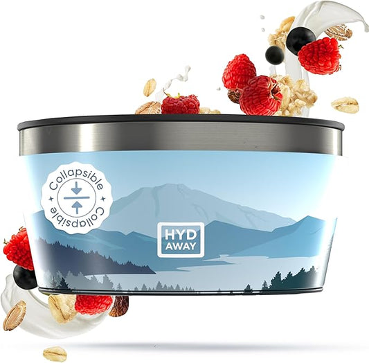 HYDAWAY 1-Quart Collapsible Insulated Bowl with Lid - BPA-Free, Leak-Resistant, Space-Saving Camp Bowl - Ideal for Hiking, Travel & Outdoor Meals