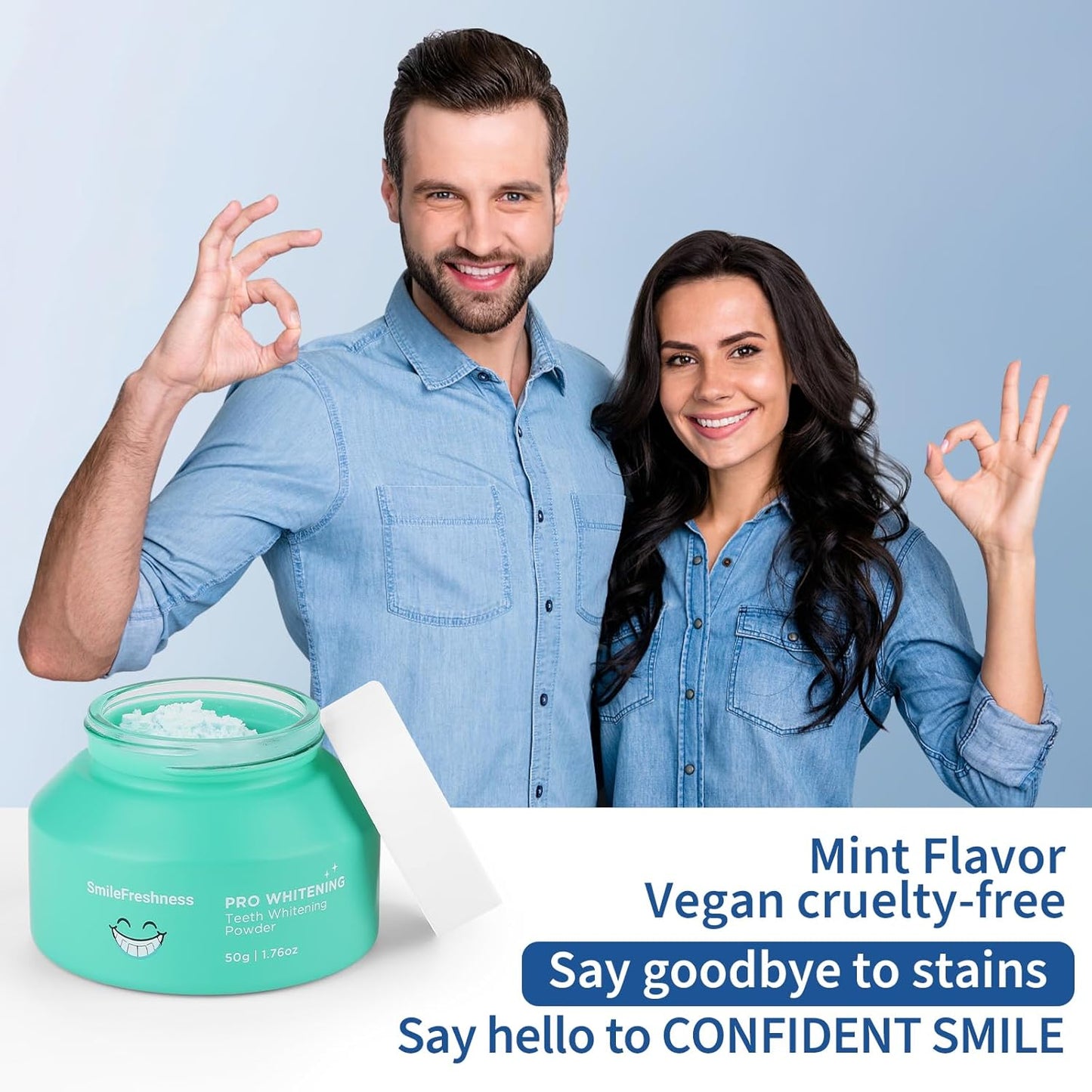 Teeth Whitening Powder - Removes Plaque & Stains, Enamel Care Tooth Whitening Powder with Pap+, Ideal for Sensitive Teeth, Refreshing Mint Flavor (1.76oz).