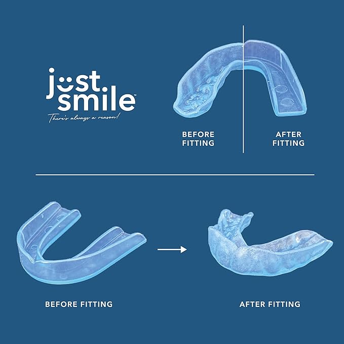 Just Smile Night Guard 2 Pack - Mouth Guard for Teeth Grinding & Clenching Teeth, Moldable & Custom Nightguard for Grinding (Blue)