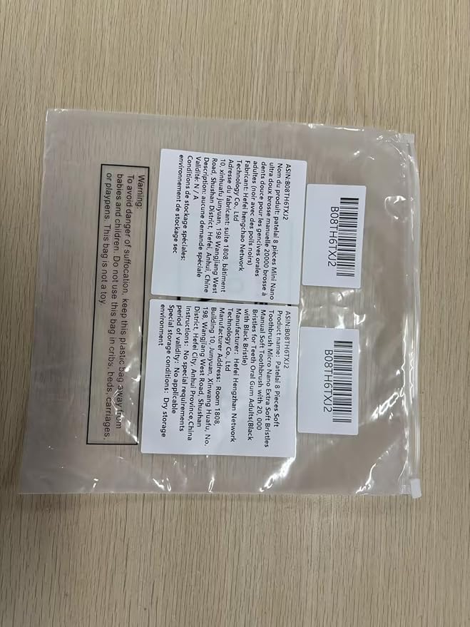 Patelai 8 Pcs Extra Soft Toothbrush Micro Nano with 20, 000 Ultra Soft Bamboo Charcoal Bristles for Adult, Sensitive Gum, Brace and Gum Recession(Black with Black Bristle)