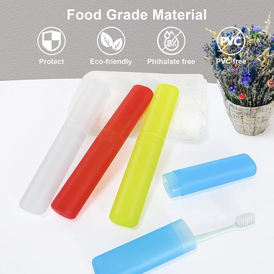 Mulbozy 4 Pack Portable Travel Toothbrush Case, Transparent Breathable Plastic Toothbrush Holder for Home, Travel, Business, Camping, School