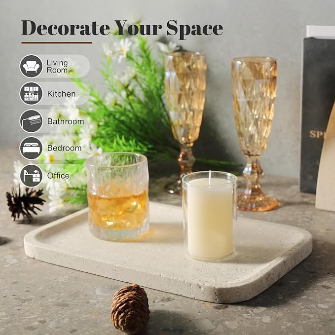 Koville Marble Vanity Tray, 12"x8" Marble Catchall Tray for Countertop Bathroom Kitchen Dresser, Rectangular Decorative Stone Tray for Jewelry Cosmetics Perfume Trinket(Brown)