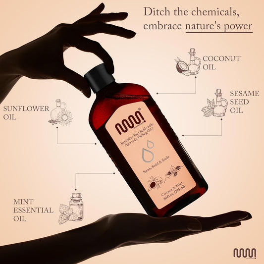 MasterMedi Coconut and Peppermint Oil Pulling (10 Fl.Oz), Mouthwash with Tongue Scraper, Alcohol Free Natural Coconut Oil Pulling for Teeth Whitening,Fresh Breath and Healthier Gum (Pack of 1)