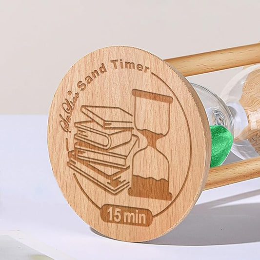 SuLiao Wooden Sand Timer 15 Minute Hourglass, Wood Turquoise Sand Clock, Small Watch 15 Min Timer, Hour Glass Sandglass for Home, Reloj De Arena, Office, Decorative, Game, Classroom