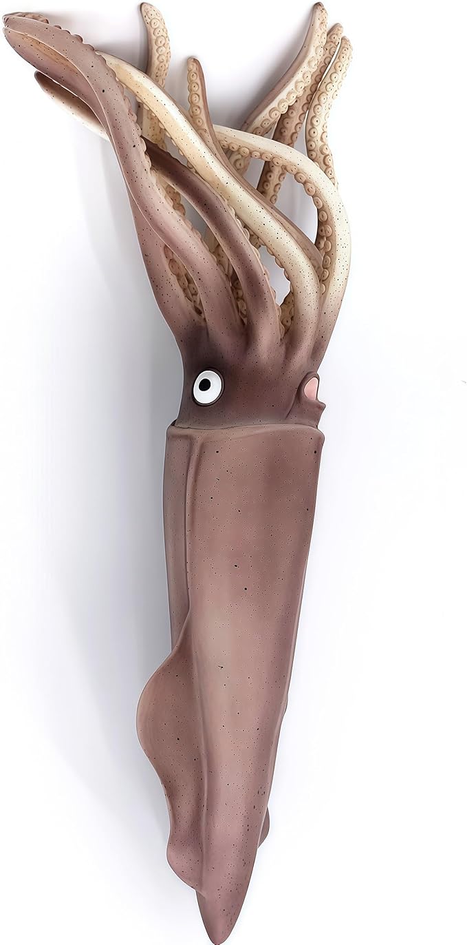 Gemini&Genius Sea Animal Squid Action Figure Toy for Kids, Soft Rubber Realistic Ocean Squid Educational and Role Play Toys for Kids and Collectors, Great Swimming and Bath Figure Toys
