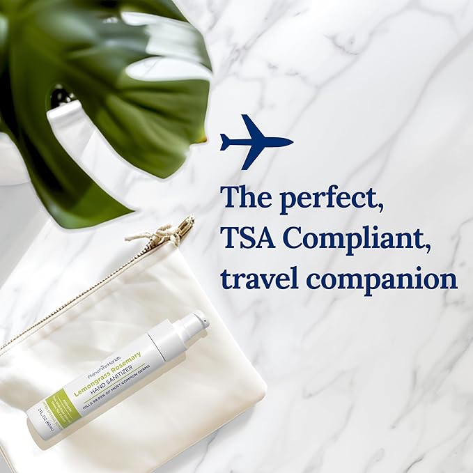 Lemongrass Rosemary Lotion Hand Sanitizer | Travel Size | Cleanse & Moisturize | Made with Aloe Vera & Essential Oils | Rich in Vitamin E | Lemongrass Essential Oil | Green Tea Extract | 3-Pack