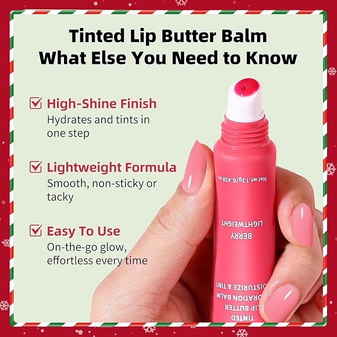 KIMUSE 6 Pcs Tinted Lip Butter Hydration Balm Set, 6 Flavored Shades Hydrating Plumping Gloss with Hyaluronic Acid & Vitamin E, Sheer Tint, Non-Sticky | Vegan Lip Care Makeup for Dry Lips & Daily