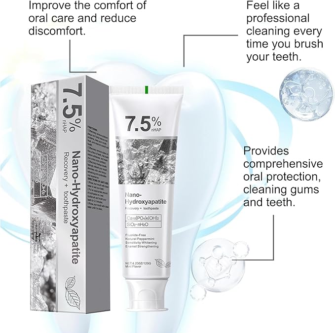 Hydroxyapatite Toothpaste, Deep Cleaning Toothpaste, Advanced Enamel Protection, Fluoride-Free Formula with Gentle Mint, Fresh Breath, Reduce Tooth Sensitivity (120g)