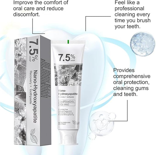 Hydroxyapatite Toothpaste, Deep Cleaning Toothpaste, Advanced Enamel Protection, Fluoride-Free Formula with Gentle Mint, Fresh Breath, Reduce Tooth Sensitivity (120g)