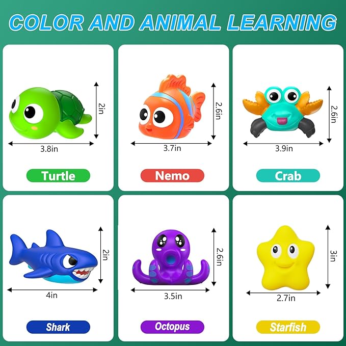 No Hole Mold Free Baby Bath Toys for Toddlers 1-3,Infant Bathtub Toys for Babies 6-12-18 Months,Shower Toys Pool Toys for 1 2 3 4 Years Old Boys Girls Kids