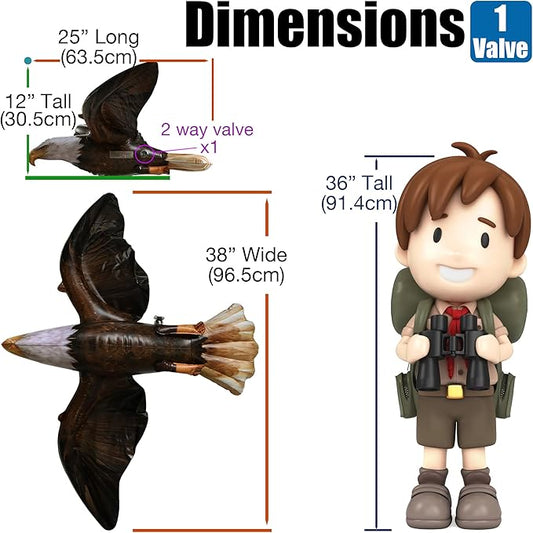 Jet Creations 38" Wingspan Inflatable Bald Eagle, Dark Brown, Realistic Wild Animal Figure, Patriotic Bird, Theme Parties, Pool Fun, Home Yard Decor