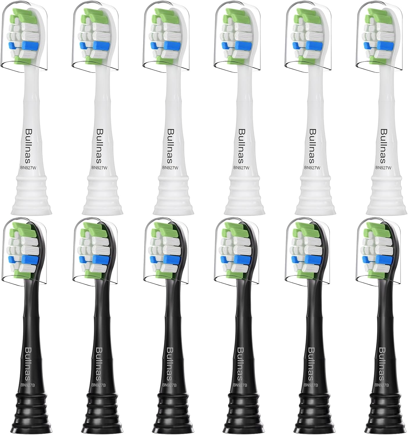 Replacement Toothbrush Heads Compatible with Philips Sonicare, Brush Head for Phillips Sonicare C-1 C-2 4100 5100 5300 6100 Electric Toothbrushes, White/Black, 12 Count