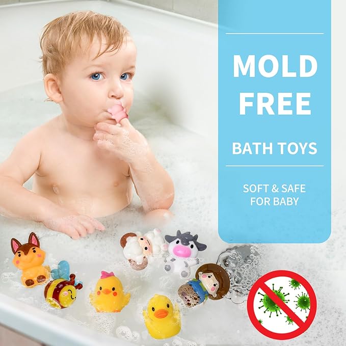 Oriate Animal Farm Finger Puppets, Bath Toys for Kids with Storage Bags, Toddler Toys for Story Time Stuffer with Puppet Theater, Educational Travel Kit Party Favors 12m+ 10Pcs