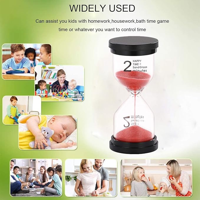 SuLiao Hourglass 2 Minute Sand Timer: Red Sand Clock, Plastic Sand Watch 2 Min, Large Reloj De Arena 2 Minutos, Hour Glass Sandglass for Kids, Brushing Teeth, Classroom, Kitchen, Games, Decoration