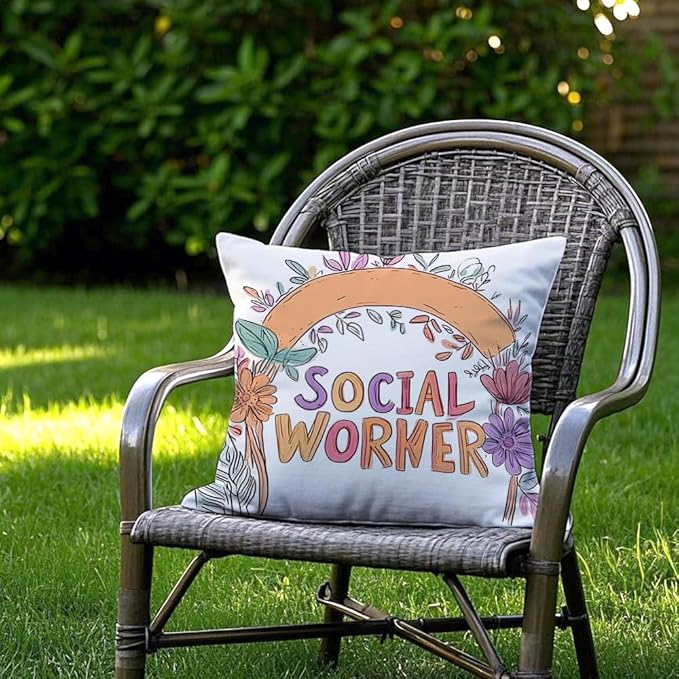 Cirzone Social Worker Gifts -18x18Inch Throw Pillow Cover Appreciation Gifts for Social Workers with Gift Box Perfect Birthday Volunteer Gifts for Home Sofa Decor
