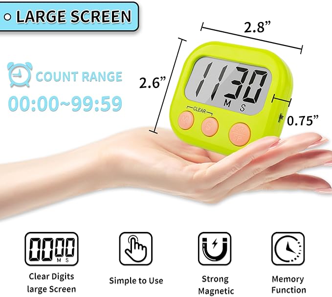 Classroom Timers for Teachers Kids Large Magnetic Digital Timer Teacher Supplies 6 Pack-Blue Green