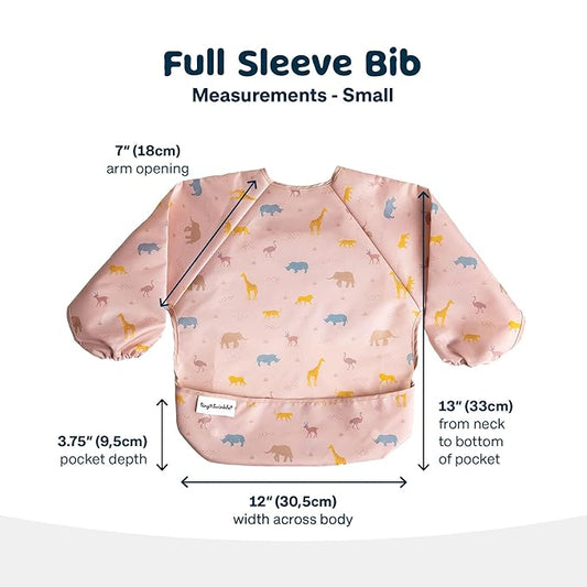 Tiny Twinkle Long Sleeve Bib for Babies & Toddlers – Waterproof Smock Bib for Eating – Machine Washable & Mess-Proof, Baby Feeding Essential & Shower Must-Have(Petite Safari, 2-4Y)