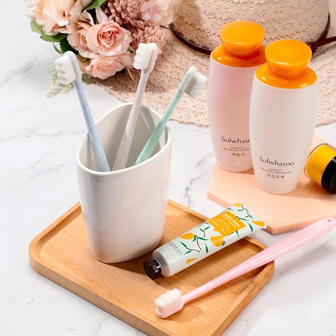 Boao 4 Pieces Extra Soft Toothbrushes for Sensitive Gums with 20000 Micro Nano Bristle for Adult Pregnant Gum Recession Elderly Braces, Protect Fragile Gums(Blue, Green, Pink, Beige)