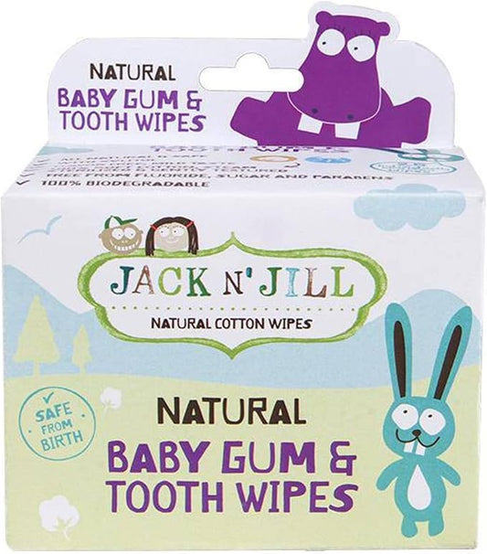 Jack N' Jill Baby Gum & Tooth Wipes - Neutral Flavor - All-Natural & Safe, 100% Soft Cotton, Steam Sterilized, Gently Textured - Fluoride Free, Sugar Free, Parabens Free - 25 Pack