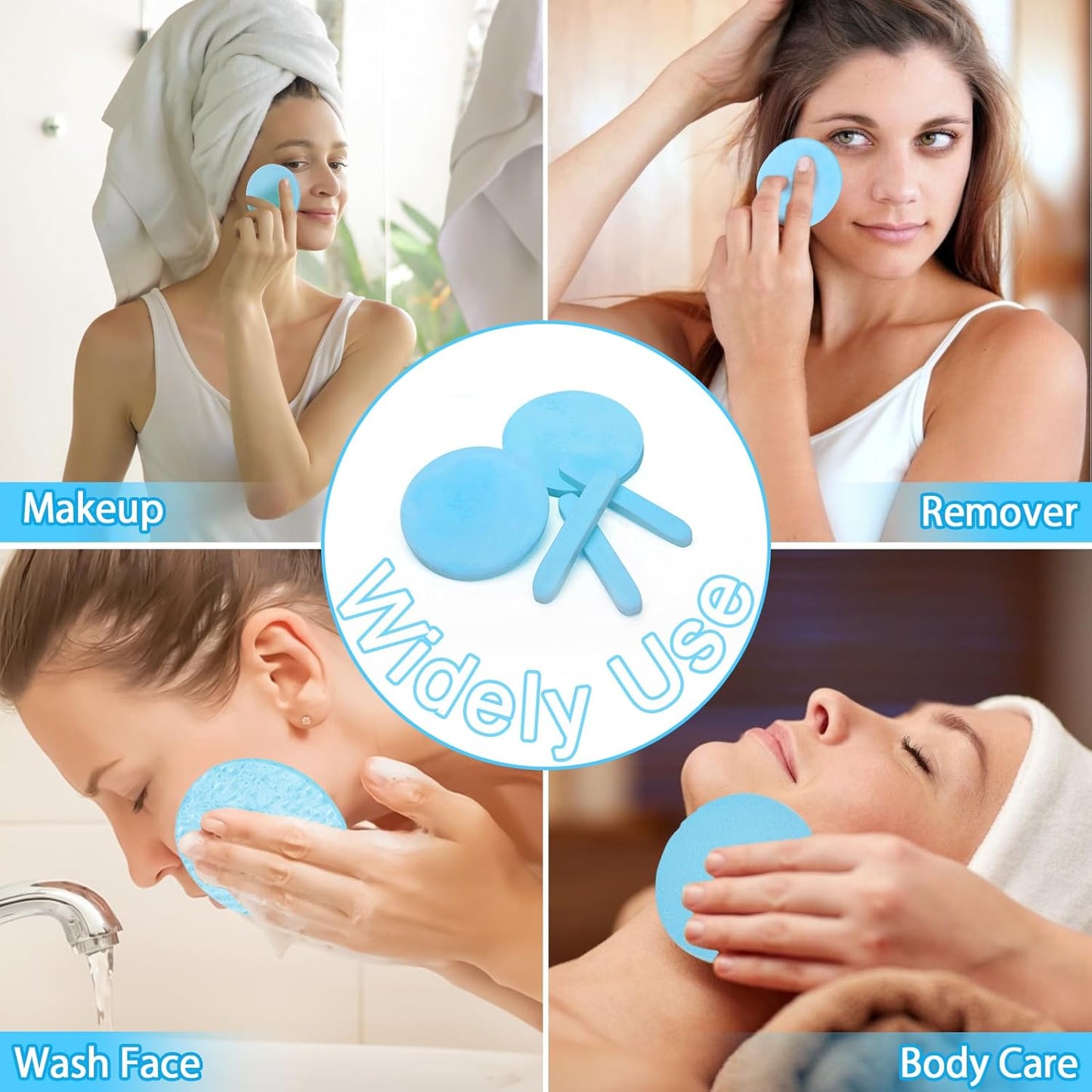 120 Pcs Facial Sponge Compressed, Luxiv Face Cleansing Sponge Estheticians Compressed Makeup Facial Sponge Round Wash Face Sponges for Women Compress Exfoliating Removal Sponge (blue)