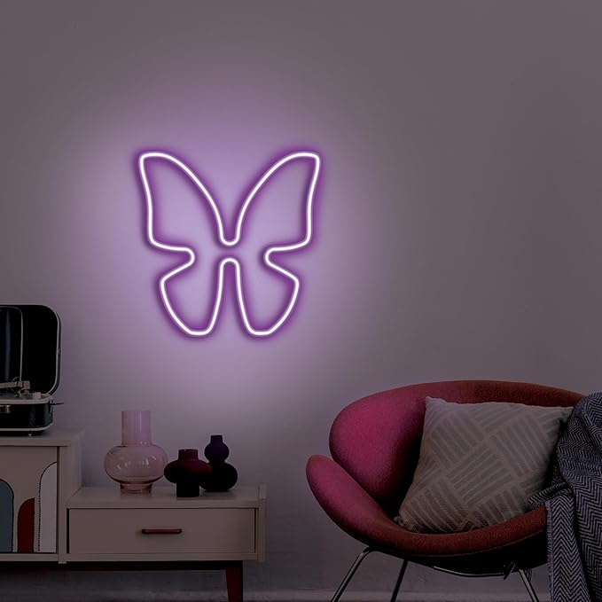 Butterfly NEON Wall Light, Cool Purple Butterfly Shaped LED Light, Perfect for Holiday & Birthday Gift, Party Decor