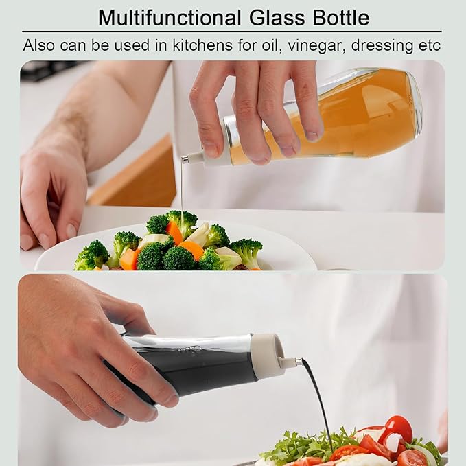 Tiyafuro Glass Mouthwash Dispenser for Bathroom, 8.8OZ Mouth Wash Container Bottle with Lid Cup, Small Clear Refillable Mouthwash Holder Decanter for Countertop, Multifunctional Glass Bottle