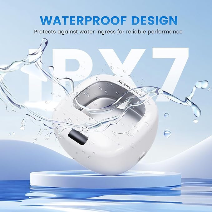 Ultrasonic Retainer Cleaner Machine | Rechargeable | Cordless | IPX7 Waterproof | Portable | 120ML | 2 Modes with Digital Timer for | Denture | Aligner | Night Guard | Mouth Guard | Jewelry | White