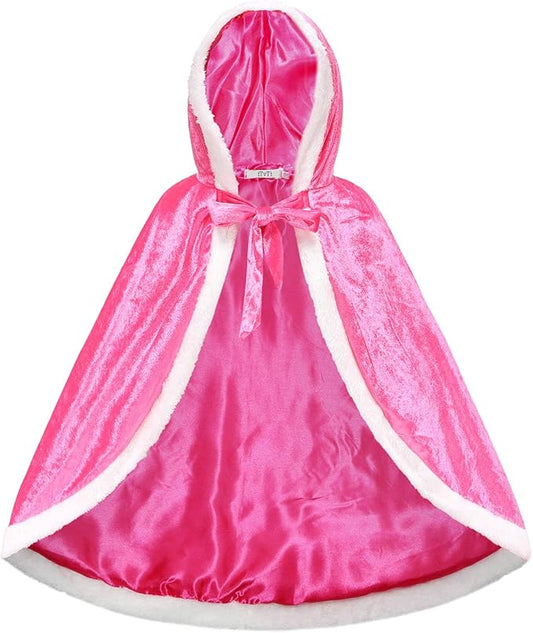 Princess Cloak with Hood Girls Cape Kid Toddler Costume Dress up for Halloween Christmas Carnival Cosplay