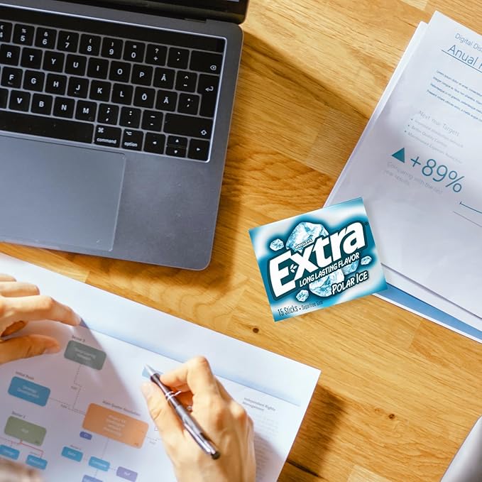 EXTRA Polar Ice Chewing Gum Packs, Sugar Free Gum in Bulk for Fresh Breath, 15 Sticks