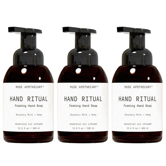 Muse Apothecary Hand Ritual - Aromatic and Nourishing Foaming Hand Soap, Infused with Natural Aromatherapy Essential Oils - USDA Certified Biobased - 11.5 oz, Rosemary Mint + Hemp, Pack of 3