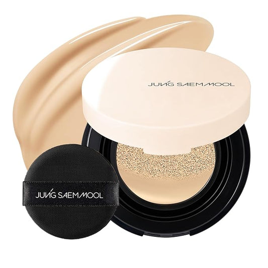 JUNG SAEM MOOL [ Mini ] Essential Skin Nuder Cushion Mini 21W Medium 0.17 Fl Oz, Natural Radiant Finish Cushion Foundation with Buildable Coverage, Lightweight Texture, Korean Foundation Makeup