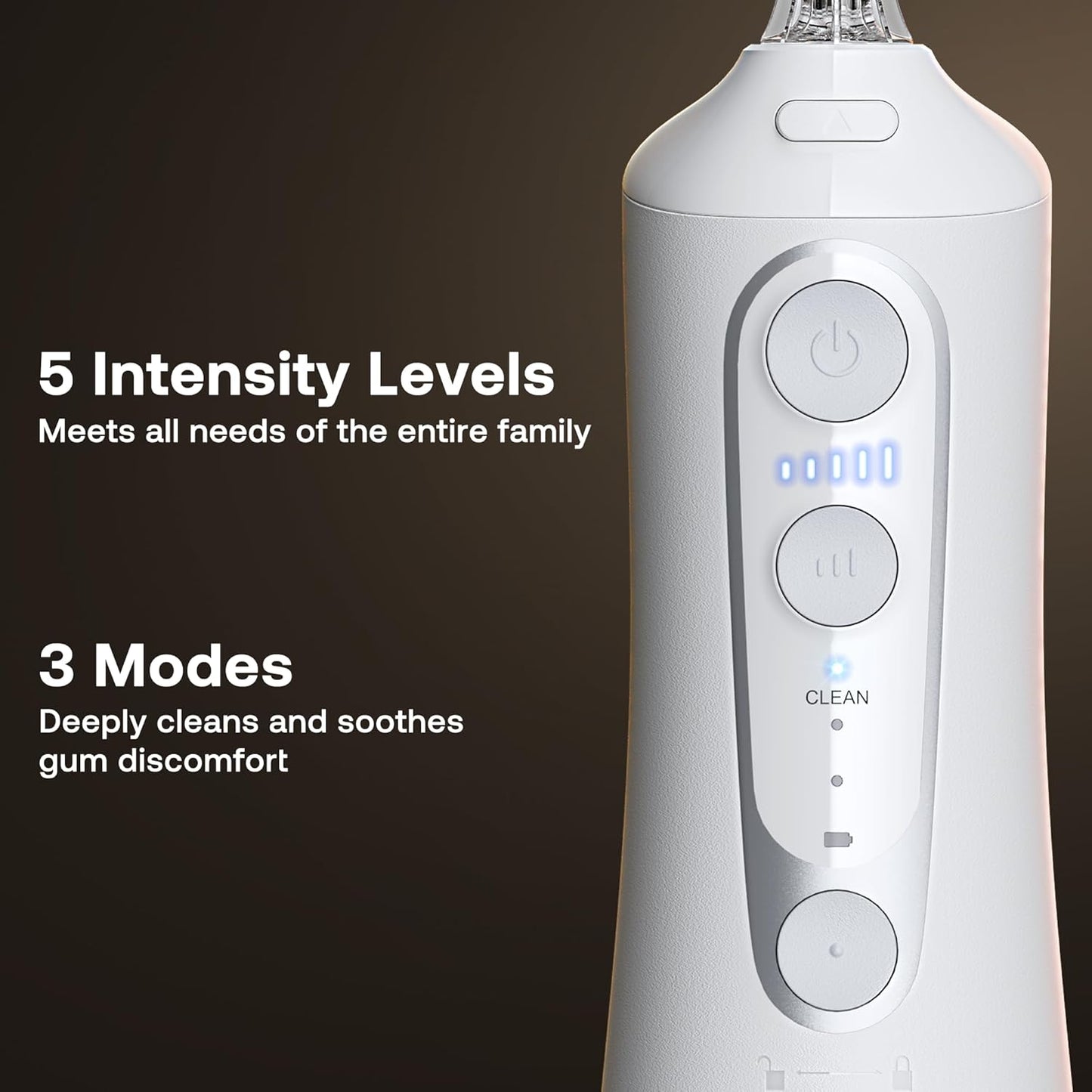 Bitvae Water Dental Flosser Teeth Pick, Cordless Flosser for Travel with 6 Jet Tips, 3 Modes 5 intensities, IPX7 Waterproof Portable & Rechargeable Oral Irrigator Cleaner, White