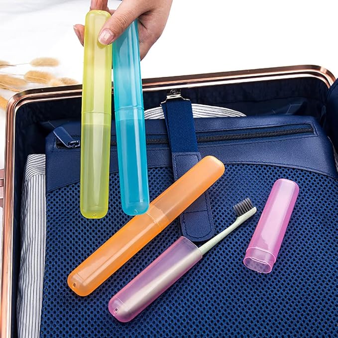 Hedume 35 Pieces Travel Toothbrush Case, 7 Colors Portable Plastic Dust-proof Breathable Toothbrush Holder for Travel, Camping, Home, School, Business