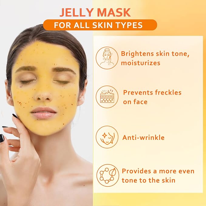 Jelly Mask Powder For Facials,Vitamins C Jelly Face Mask,Professional Peel Off Face Mask Powder For Fight Fine Lines Brightening&Nourishing to Your Skin,Rubber Mask,DIY Spa 23 Floz
