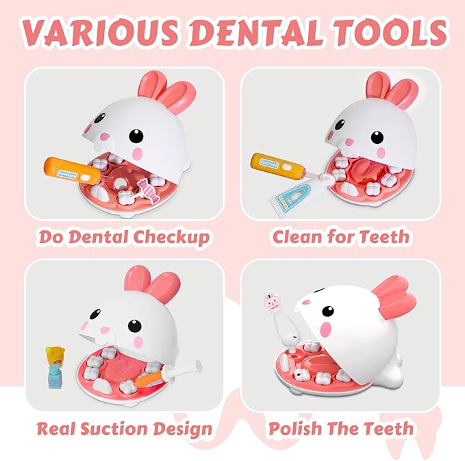 Dentist Kit for Kids - 31 Pcs Doctor Kit for Toddlers 3-5 Pretend Play Kit Toys for Role Play Pretend Playset Kit for Toddlers - Gifts Easter Basket Stuffers for 3-7 Years Old Girl